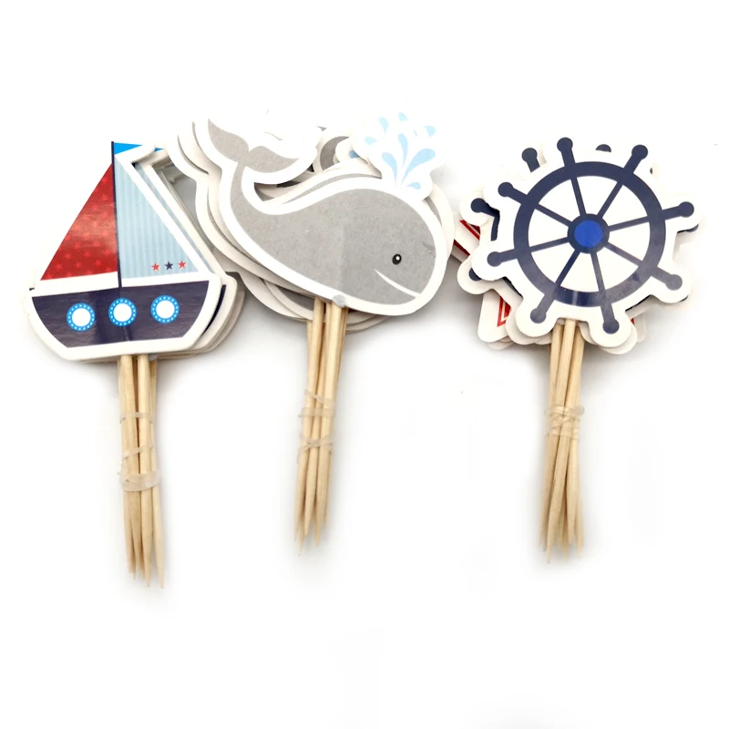 Kids Boys Favors sailboat/whale Theme Birthday Party Cupcake Toppers Decoration Happy Baby Shower Cake Topper With Sticks 24PCS
Kids Boys Favors sailboat/whale Theme Birthday Party Cupcake Toppers Decoration Happy Baby Shower Cake Topper With Sticks 24PCS