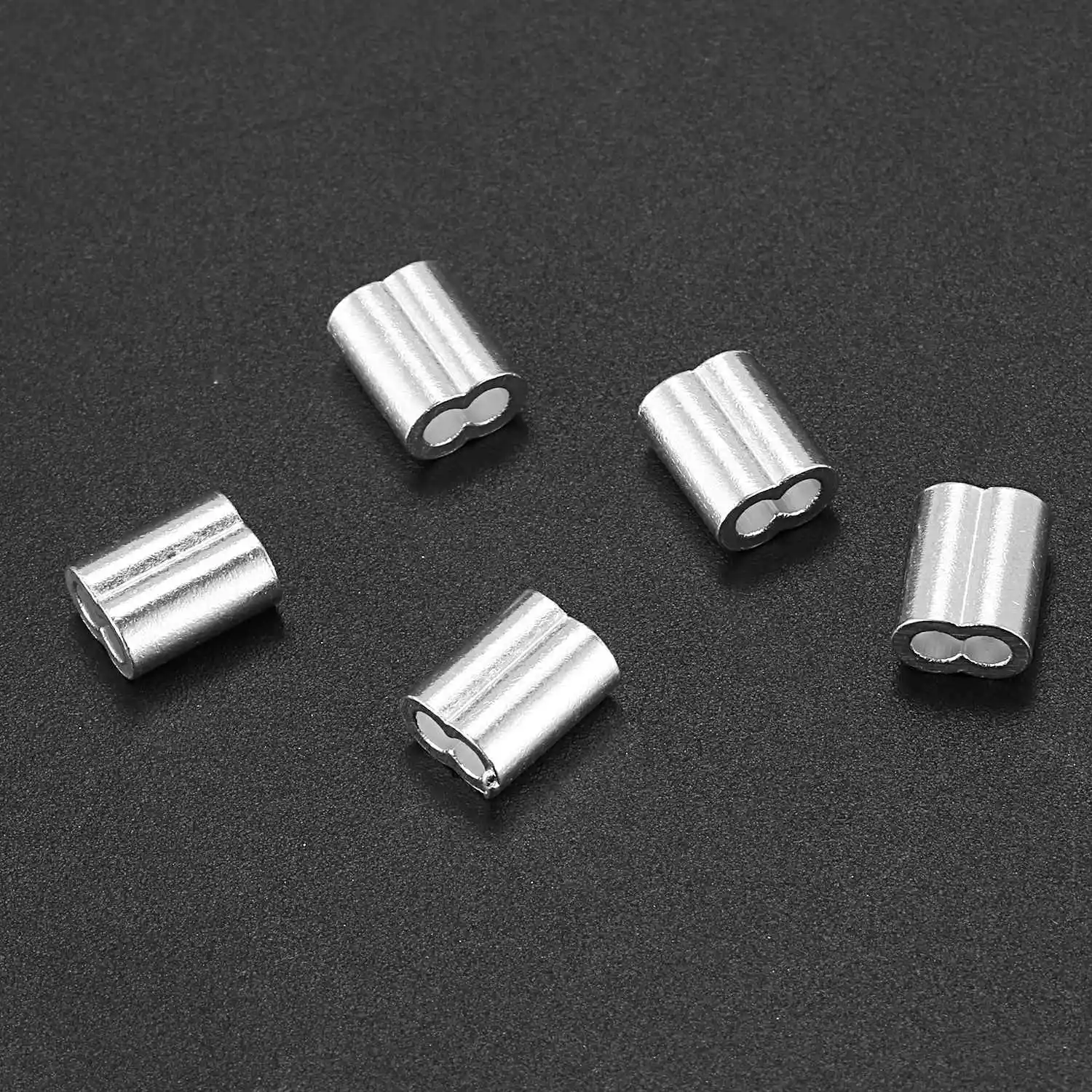 High Quaity 100 pcs 1.5mm Wire Rope Aluminum Sleeves Clip Fittings Cable Crimps + 10 M2 Stainless Steel Thimble Combo | Обустройство