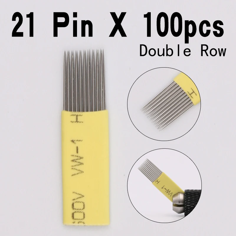 100PCS Microblading Shading Blades Tattoo Needles 21 Pins DOUBLE ROW Microblading Needles 21M1 Fog Brow Needle
100PCS Microblading Shading Blades Tattoo Needles 21 Pins DOUBLE ROW Microblading Needles 21M1 Fog Brow Needle