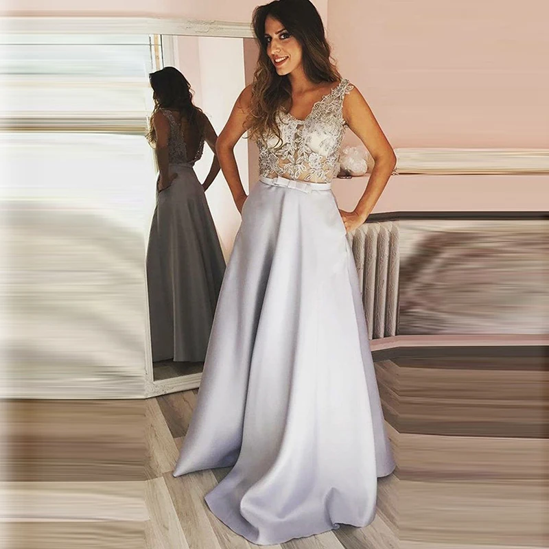 Simple Evening Dresses Long Sexy A Line Satin with Lace Appliques Elegant Long Party Evening Gown Robe De Soiree
Simple Evening Dresses Long Sexy A Line Satin with Lace Appliques Elegant Long Party Evening Gown Robe De Soiree