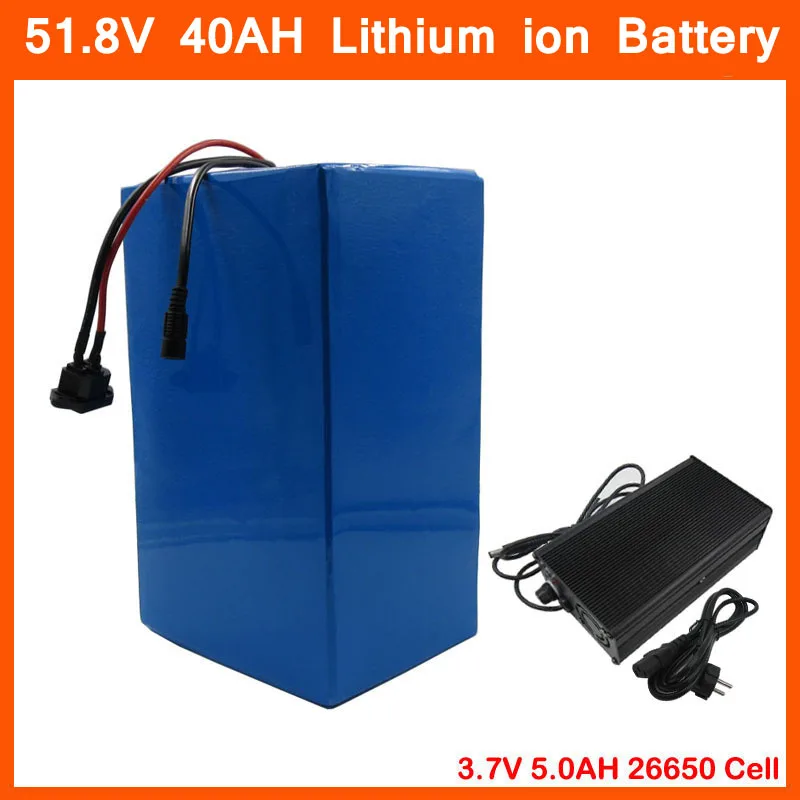 2000W 52V 40AH lithium battery 52 V 25AH 30AH 35AH Ebike Batteria 48V 14S 5000mAH 26650 cell With 50A BMS 5A charger
2000W 52V 40AH lithium battery 52 V 25AH 30AH 35AH Ebike Batteria 48V 14S 5000mAH 26650 cell With 50A BMS 5A charger