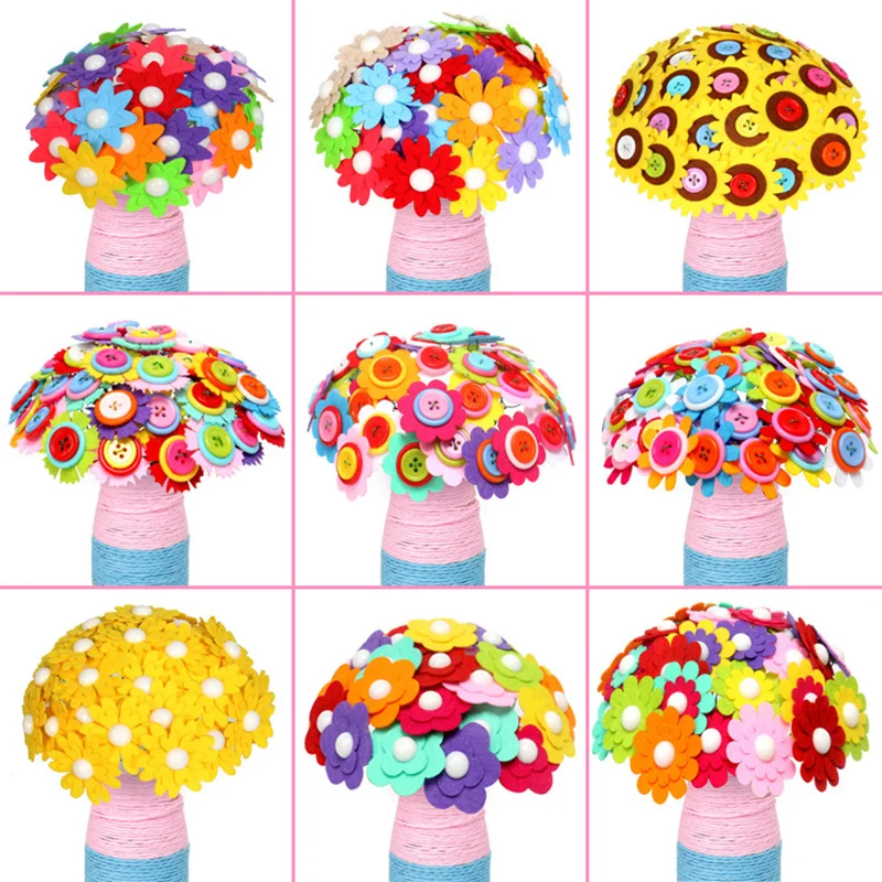 Creative Button Design Bouquet Kids DIY Handcraft Flower Toy Educational Buttons Threading Handmade Flowers Bough-pot 2pcs/lot
Creative Button Design Bouquet Kids DIY Handcraft Flower Toy Educational Buttons Threading Handmade Flowers Bough-pot 2pcs/lot