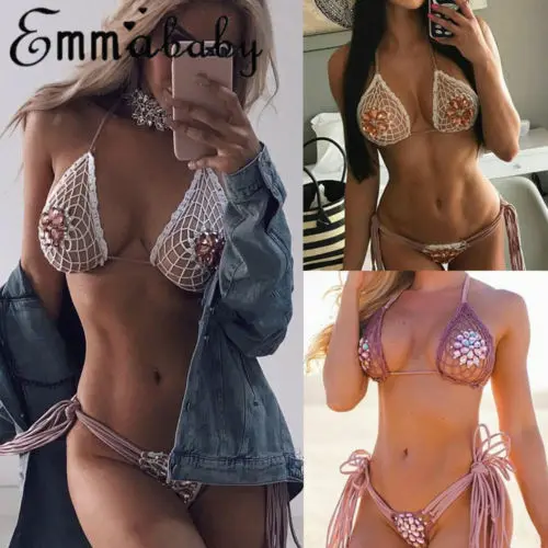 Sexy Womens Crystal Bikini Set Bandage Push-Up Triangle Beachwear Swimwear Swimsuit Bathing
Sexy Womens Crystal Bikini Set Bandage Push-Up Triangle Beachwear Swimwear Swimsuit Bathing