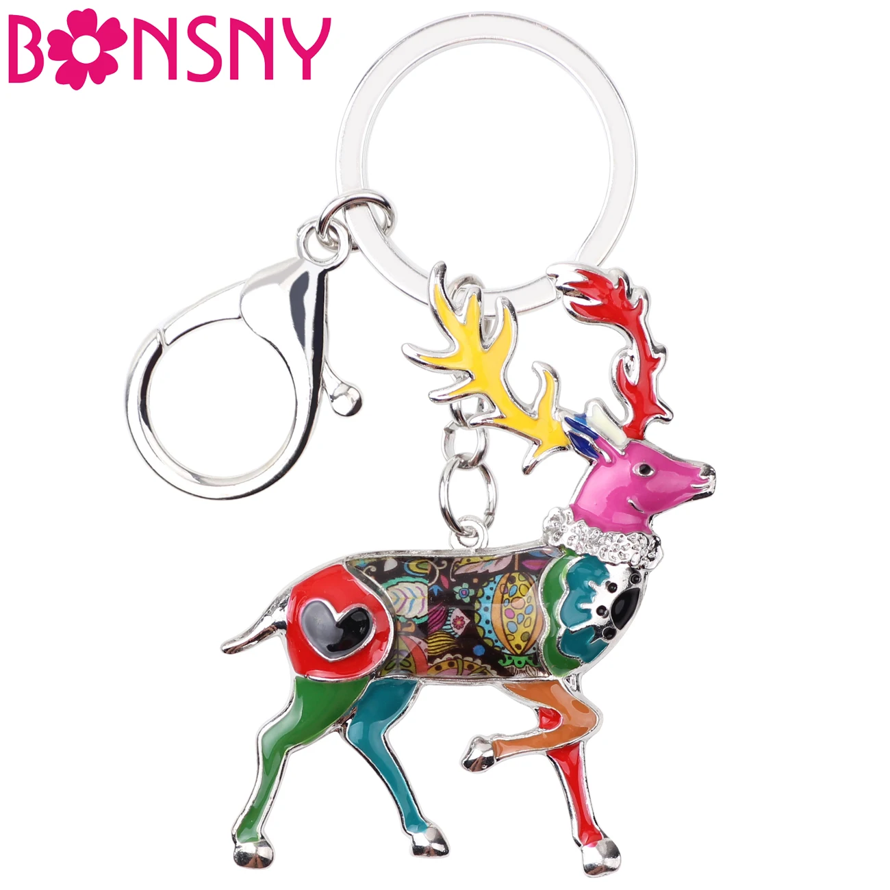 Bonsny Enamel Alloy Reindeer Deer Key Chain Key Ring Handbag Charm Keychain Accessories Animal Jewelry For Women Christmas Gift
Bonsny Enamel Alloy Reindeer Deer Key Chain Key Ring Handbag Charm Keychain Accessories Animal Jewelry For Women Christmas Gift