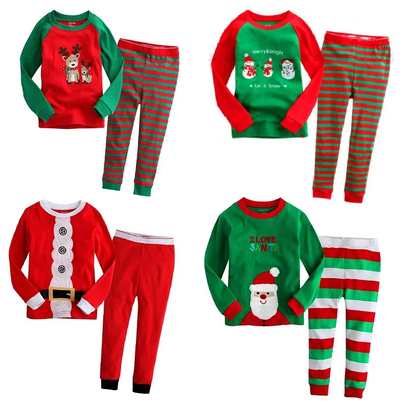 Рождественская Пижама Hooyi для мальчиков Детская футболка из 100% хлопка с красным