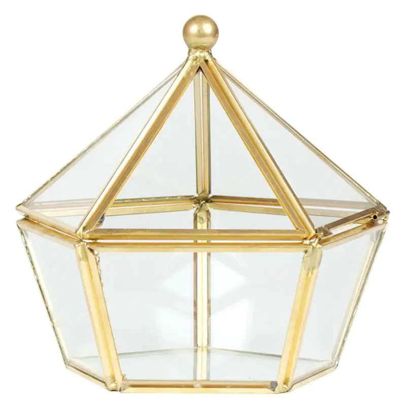Vintage Decorative Jewelry Chest Geometric Terrarium Window Box Storage Display Case Pentagon Shape Clear Glass and Brass Tone A
Vintage Decorative Jewelry Chest Geometric Terrarium Window Box Storage Display Case Pentagon Shape Clear Glass and Brass Tone A