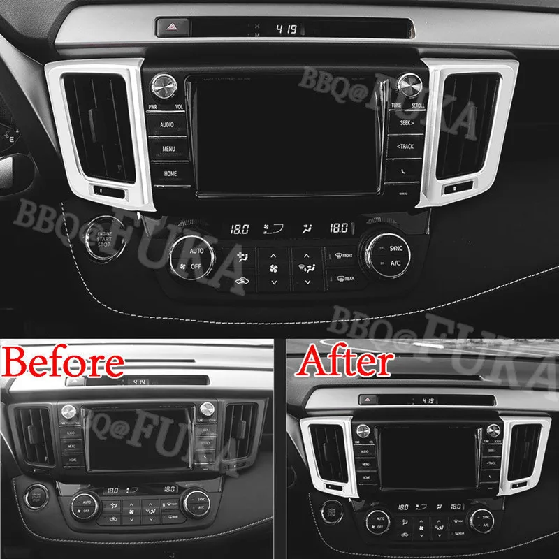 BBQ@FUKA 4pcs Matte/Shiny Chrome ABS Front Dashboard Air Vent Cover Trim Car Interior Decoration Fit for Toyota RAV4 2013-2017
BBQ@FUKA 4pcs Matte/Shiny Chrome ABS Front Dashboard Air Vent Cover Trim Car Interior Decoration Fit for Toyota RAV4 2013-2017