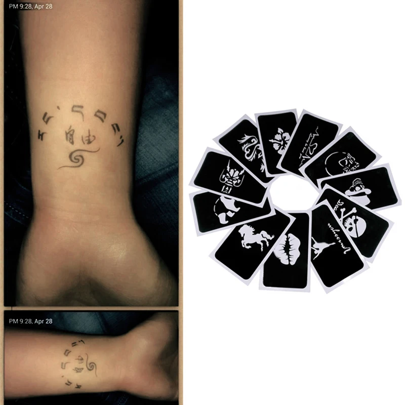 Трафареты аэрографа для 10 шт. временная татуировка из хны шаблоны Случайная