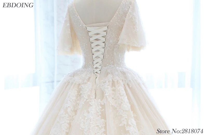 Veatidos De Novia Real Photo A-line Wedding Dress Short Sleeves Scoop Neckline Lace Up Plus Size Chapel Train With Lace Beaded
Veatidos De Novia Real Photo A-line Wedding Dress Short Sleeves Scoop Neckline Lace Up Plus Size Chapel Train With Lace Beaded