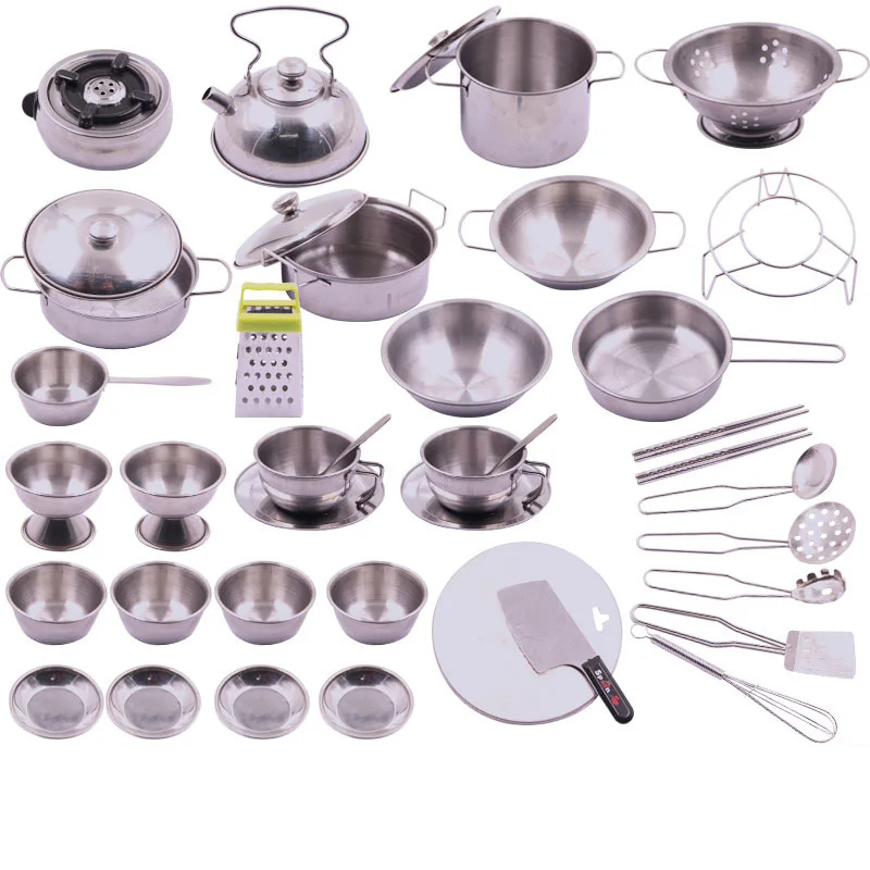 Cool Stainless Steel Kids House Toys For Children Cooking Cookware Children Pretend Play Kitchen Playset - Silver Figures Gifts
Cool Stainless Steel Kids House Toys For Children Cooking Cookware Children Pretend Play Kitchen Playset - Silver Figures Gifts