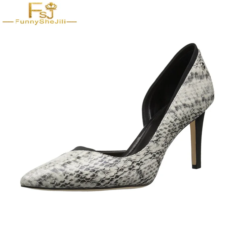 FSJ Fashion Grey Leopard D'Orsay Pointed Toe Ladies Leather High Thin Heels Slip-On Dress Casual Shoes Woman Leopardo Mujer 4-16
FSJ Fashion Grey Leopard D'Orsay Pointed Toe Ladies Leather High Thin Heels Slip-On Dress Casual Shoes Woman Leopardo Mujer 4-16