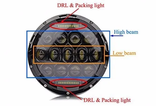 12V 24V светодиодный свет 7 дюймовый Круглый DRL вождения фар Hi/короче спереди и