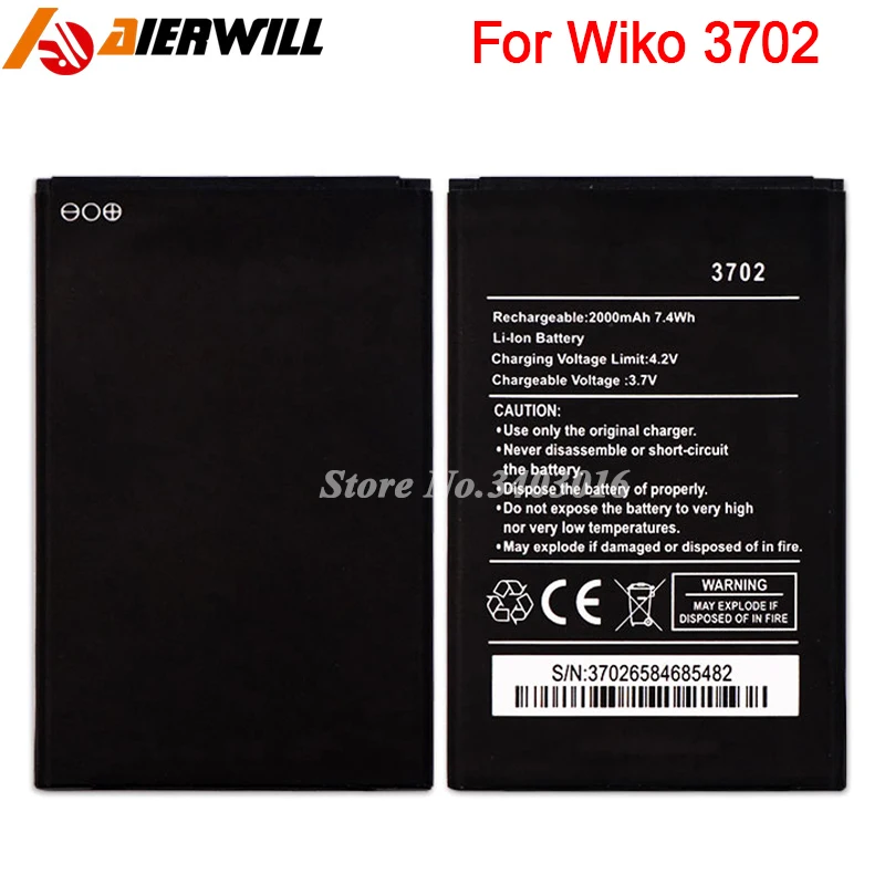 2000mAh батарея для Wiko 3702 AKKU PIL высокого качества|Аккумуляторы мобильных телефонов| |