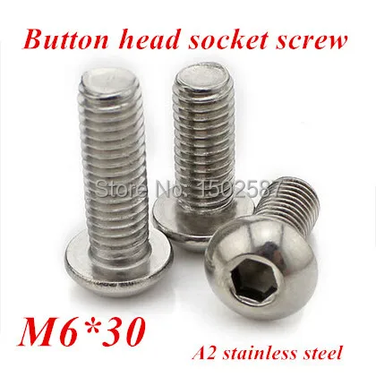 100pcs/lot M6*30 Bolt A2-70 ISO7380 Button Head Socket Screw/Bolt SUS304 Stainless Steel M6X30mm
100pcs/lot M6*30 Bolt A2-70 ISO7380 Button Head Socket Screw/Bolt SUS304 Stainless Steel M6X30mm
