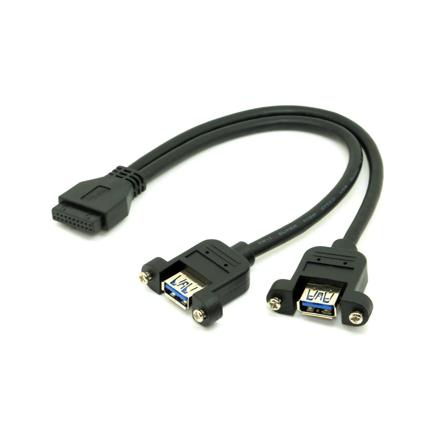 USB 3.0 Dual Ports A Female Screw Mount Type to Motherboard 20pin Header Cable Black Color
USB 3.0 Dual Ports A Female Screw Mount Type to Motherboard 20pin Header Cable Black Color
