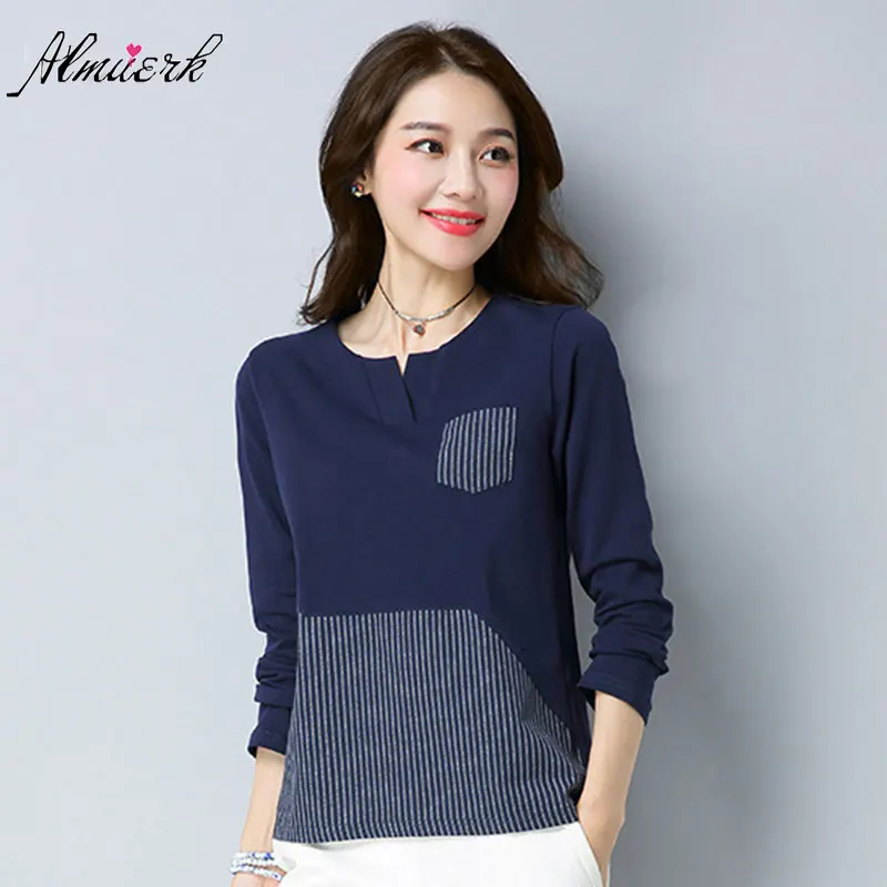 2018 fashion splice women V collar cotton T-shirt long sleeves simple loose comfortable female cotton T-shirt bottom shirt L265
2018 fashion splice women V collar cotton T-shirt long sleeves simple loose comfortable female cotton T-shirt bottom shirt L265