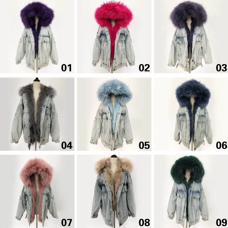 Women Demin Jacket Solid Colors Real Fur Coat New Winter Demin Coat Style Overcoat Female Detachable Raccoon Fur Collar Parka
Women Demin Jacket Solid Colors Real Fur Coat New Winter Demin Coat Style Overcoat Female Detachable Raccoon Fur Collar Parka