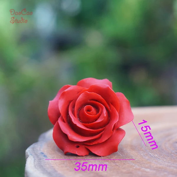 Cinnabar Beads Carved Red Rose Flower Loose Mala Japa Bracelet Jewellry Findings DIY Accessories | Украшения и аксессуары