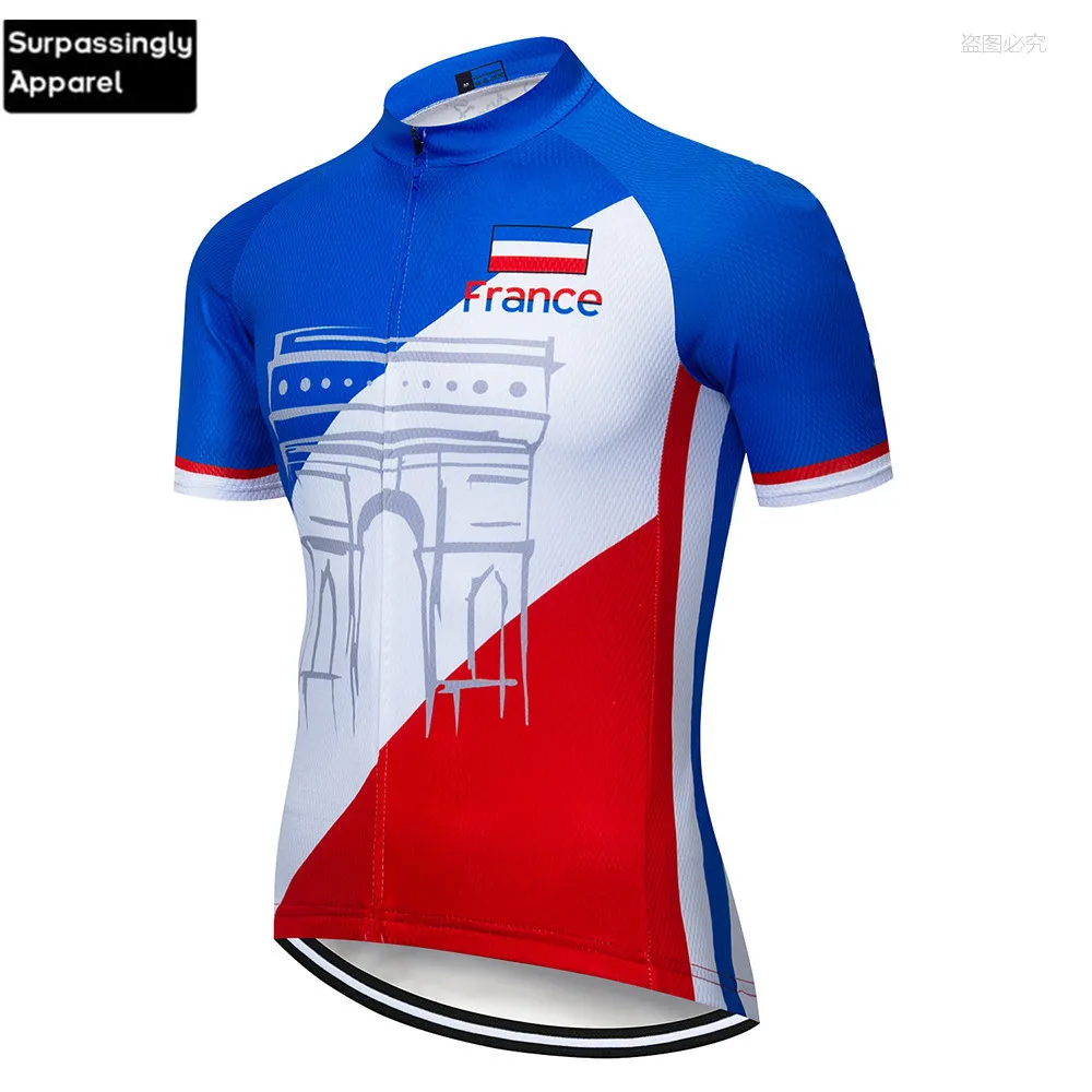 Фото 2019 Франция велосипед короткий рукав Ropa Ciclismo Велосипеды Джерси быстросохнущая Pro