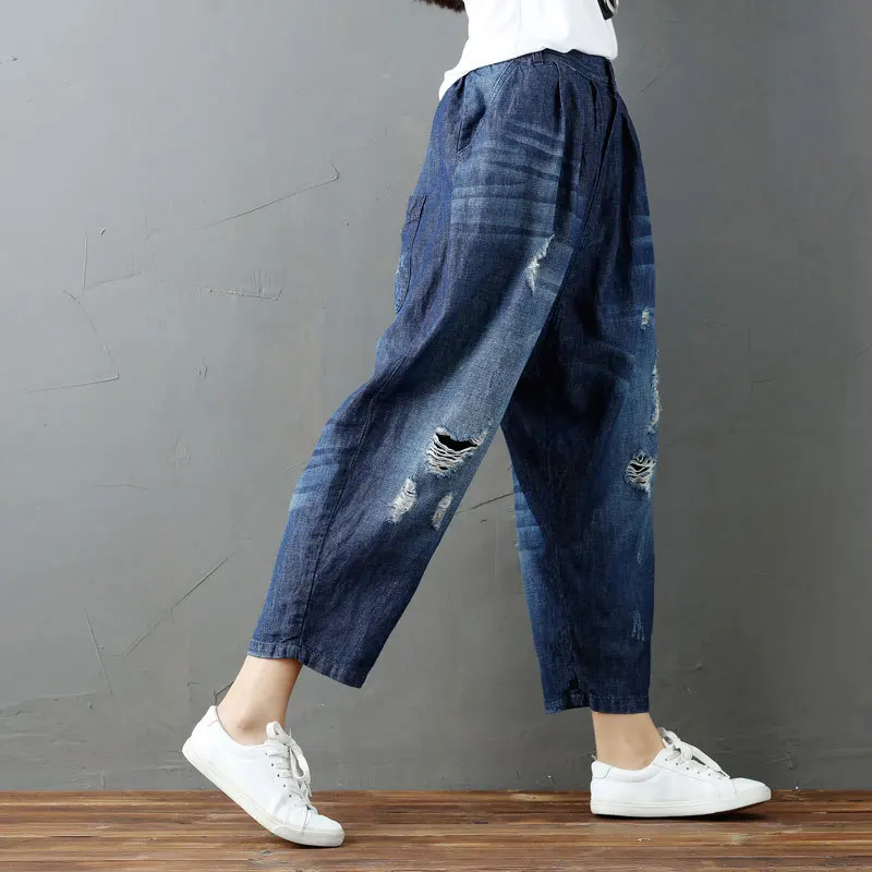 Casual Harajuku Boho Pantalon Capri Elastic Waist Wide Leg Harem Denim Cotton Baggy Boyfriend Jeans Pants for Women Trousers
Casual Harajuku Boho Pantalon Capri Elastic Waist Wide Leg Harem Denim Cotton Baggy Boyfriend Jeans Pants for Women Trousers