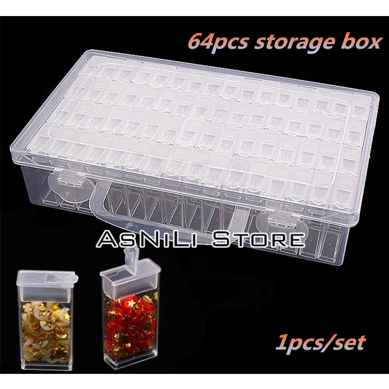 New 64Pcs Box Diamond embroidery diamond painting tool! Daimond transparent plastic storage box, jewelry Drill Storage Box Gift
New 64Pcs Box Diamond embroidery diamond painting tool! Daimond transparent plastic storage box, jewelry Drill Storage Box Gift