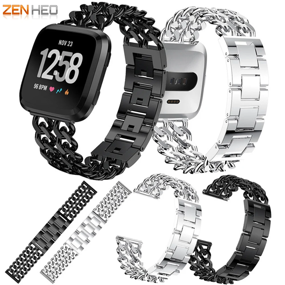 

ZENHEO Watch Strap For Fitbit Versa Double Row Cowboy Chain Alloy Watch Band Wrist Strap High Quality Watch Strap 2018 New