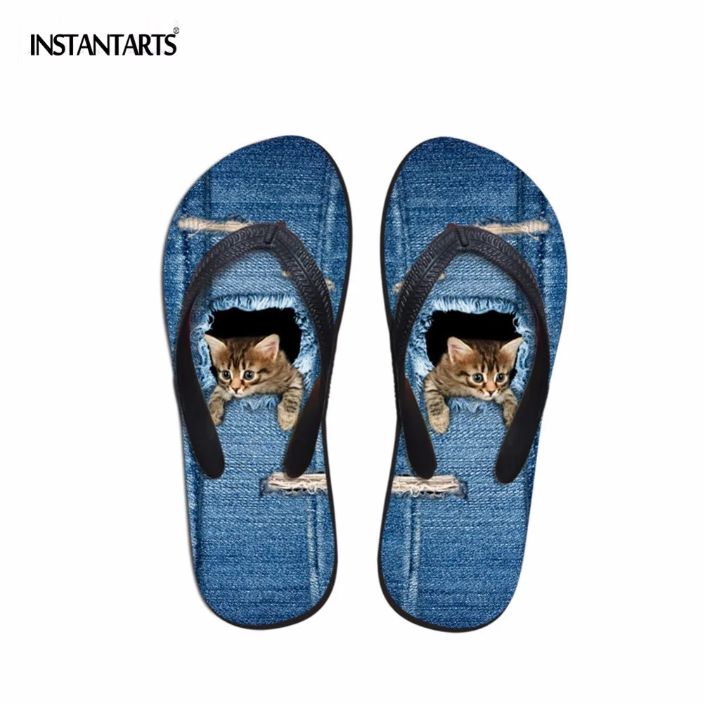 INSTANTARTS 2018 Summer Women Soft Rubber Flip Flops Cute Animal Cat 3D Denim Print Female Slippers Lady Flat Heel Beach Shoes
INSTANTARTS 2018 Summer Women Soft Rubber Flip Flops Cute Animal Cat 3D Denim Print Female Slippers Lady Flat Heel Beach Shoes