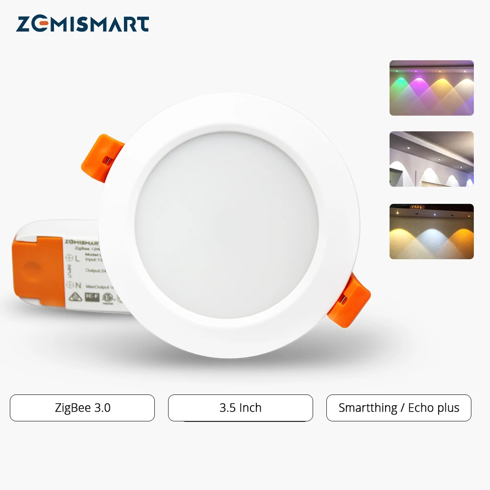 Tuya ZigBee Downlight Work with Tuya Zigbee Hub Smart RGBW Led Recessed Ceiling Light Compatible with Smartthings Echo plus
Tuya ZigBee Downlight Work with Tuya Zigbee Hub Smart RGBW Led Recessed Ceiling Light Compatible with Smartthings Echo plus