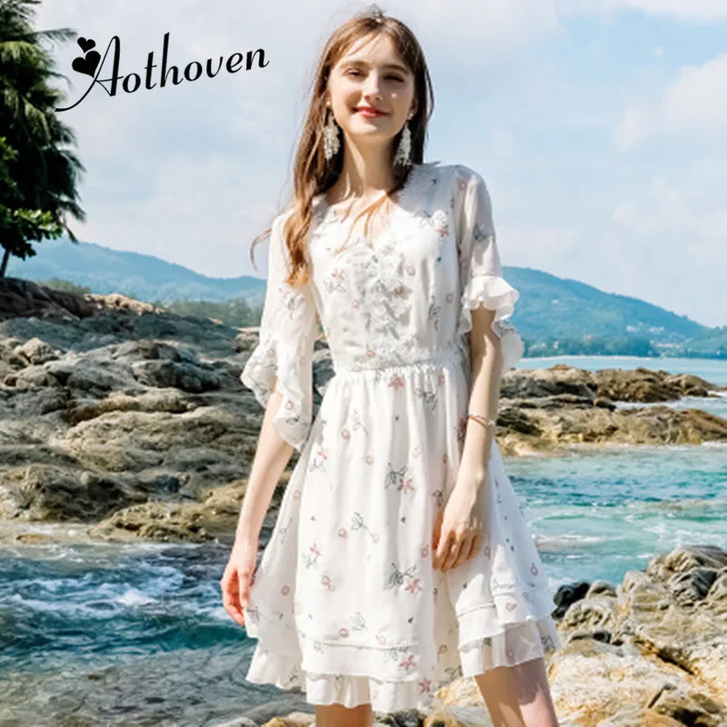 Summer Bohemian Print Chiffon High-End Dress Women Half Flare Sleeve V Neck Dress Casual Office Elegant Beach Dresses Vestidos
Summer Bohemian Print Chiffon High-End Dress Women Half Flare Sleeve V Neck Dress Casual Office Elegant Beach Dresses Vestidos