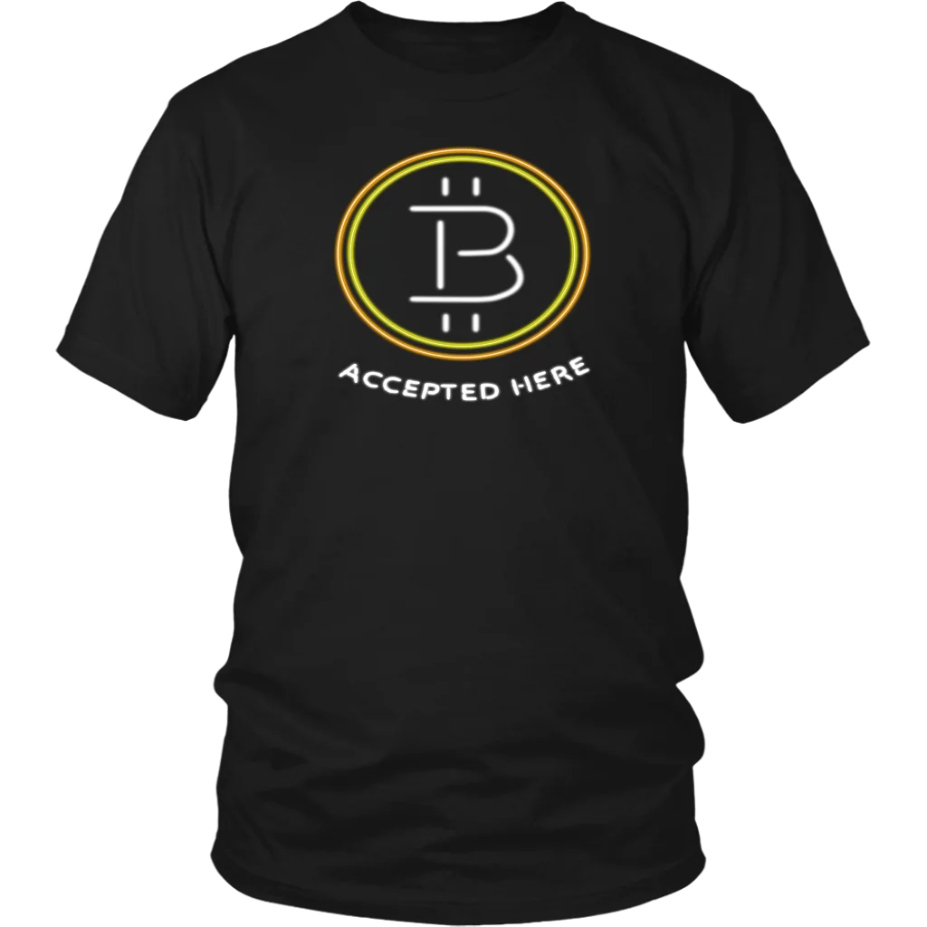 BITCOIN принято здесь рубашка-Премиум CRYPTO валюту футболки Прохладный Повседневное