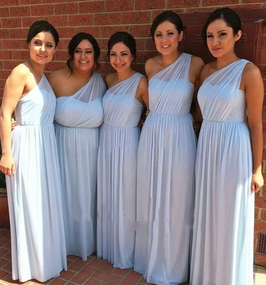 Simple Light Blue Bridesmaid Dress One Shoulder 2019 Chiffon Cheap Dresses For Wedding Party vestido longo
Simple Light Blue Bridesmaid Dress One Shoulder 2019 Chiffon Cheap Dresses For Wedding Party vestido longo