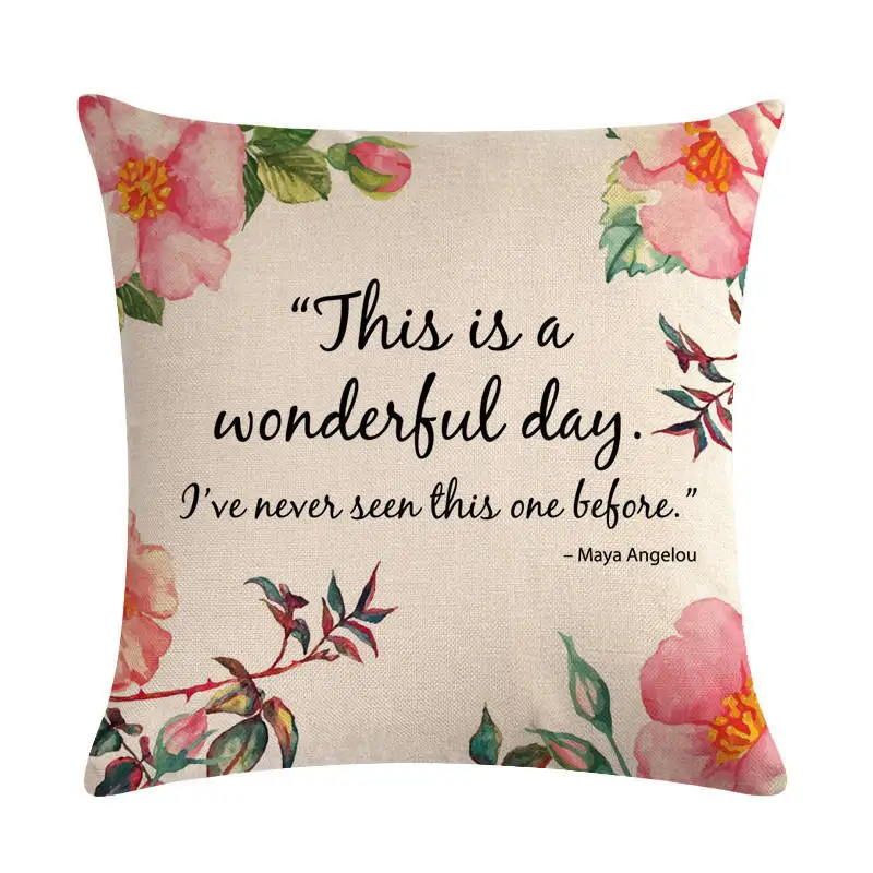 Inspirational language Cushion Cover Flower Cotton Linen Pillowcase 45x45cm Home Decor Throw Pillow Cover For Sofa
Inspirational language Cushion Cover Flower Cotton Linen Pillowcase 45x45cm Home Decor Throw Pillow Cover For Sofa