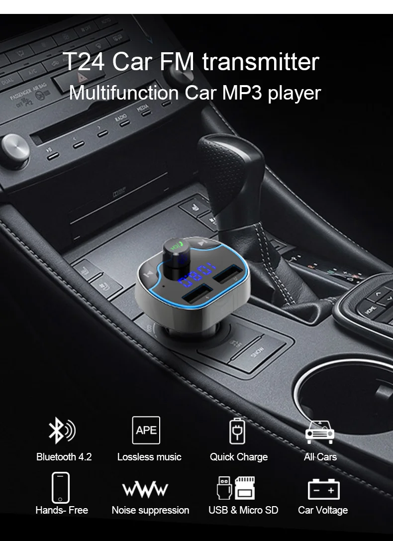 FM-Трансмиттеры, FM-модулятор, Bluetooth-передатчик, автомобильный трансмиттер без рук с двойным USB-портом QC3.0, автомобильное зарядное устройство ...
FM-Трансмиттеры, FM-модулятор, Bluetooth-передатчик, автомобильный трансмиттер без рук с двойным USB-портом QC3.0, автомобильное зарядное устройство ...