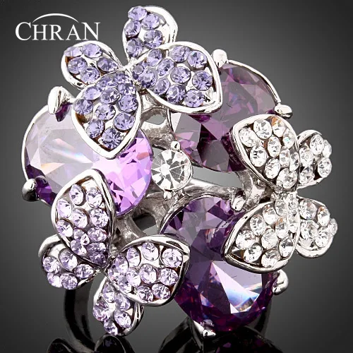 CHRAN Silver Plated Animal Design Butterfly Rings for Women Elegant Ladies Gifts Cubic Zirconia Purple Crystal Rings
CHRAN Silver Plated Animal Design Butterfly Rings for Women Elegant Ladies Gifts Cubic Zirconia Purple Crystal Rings