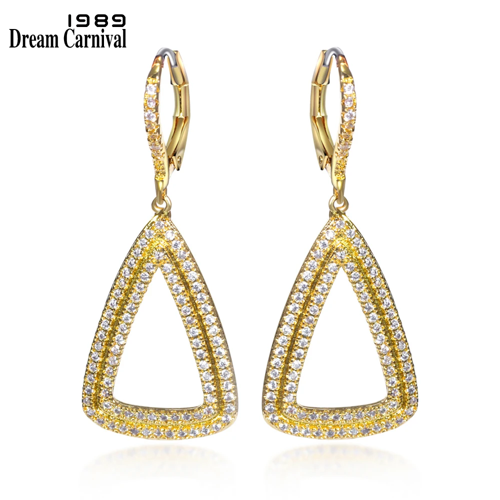 DreamCarnival1989 Women Hollow Luxury Dangle Earrings Triangles Shape Rhodium or Gold-color CZ Paved Mounted Pendientes SE10452
DreamCarnival1989 Women Hollow Luxury Dangle Earrings Triangles Shape Rhodium or Gold-color CZ Paved Mounted Pendientes SE10452