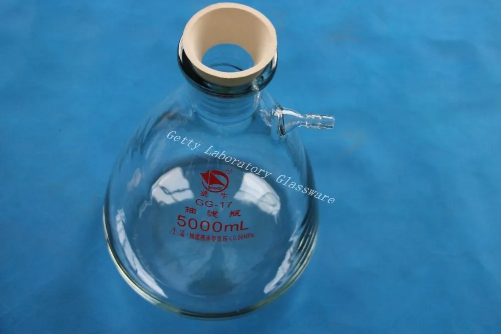 5000ml Buchner Filter Flask, Heavy Wall, Borosilicate Glass Material, with Matching Rubber Adapter
5000ml Buchner Filter Flask, Heavy Wall, Borosilicate Glass Material, with Matching Rubber Adapter
