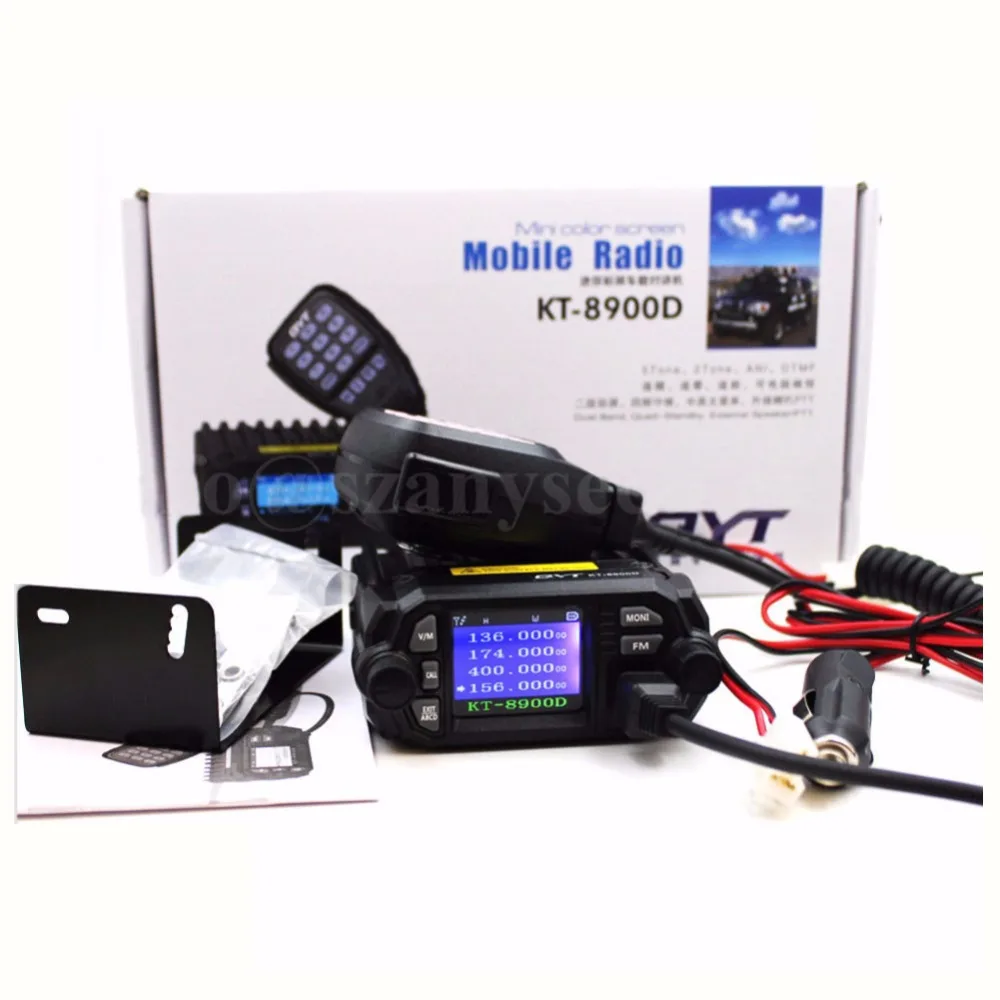 QYT KT-8900D Mini Walkie talkie Quad Display 25W Dual band UHF/VHF Car Mobile Radio KT 8900D с Акулий плавник