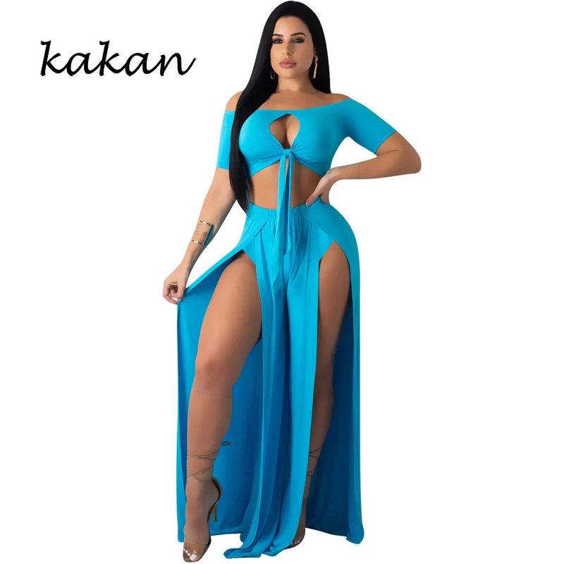 Kakan new women's sexy high slit dress two-piece summer hot casual openwork dress suit
Kakan new women's sexy high slit dress two-piece summer hot casual openwork dress suit