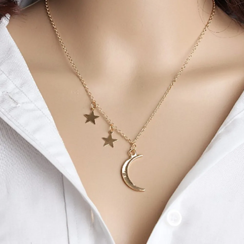 2018 минималистский полумесяц Серебро Золото Цвет длинное ожерелье для женщин
