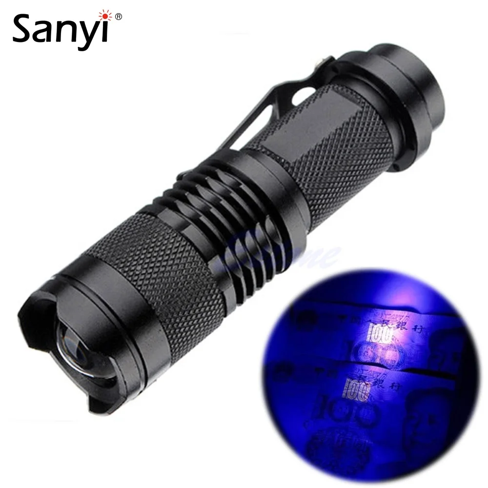 

Zoomable LED UV Flashlight SK68 Violet Light 1200LM Adjustable Focus 3 Modes Light Lamp Used By AA Or 14500 Battery
