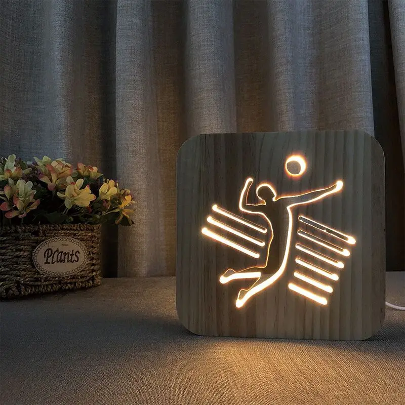 Playing Volleyball Night Light Nordic Wooden LED Table Lamp Warm White USB Power Supply Bedroom Bedside Night Lamp
Playing Volleyball Night Light Nordic Wooden LED Table Lamp Warm White USB Power Supply Bedroom Bedside Night Lamp