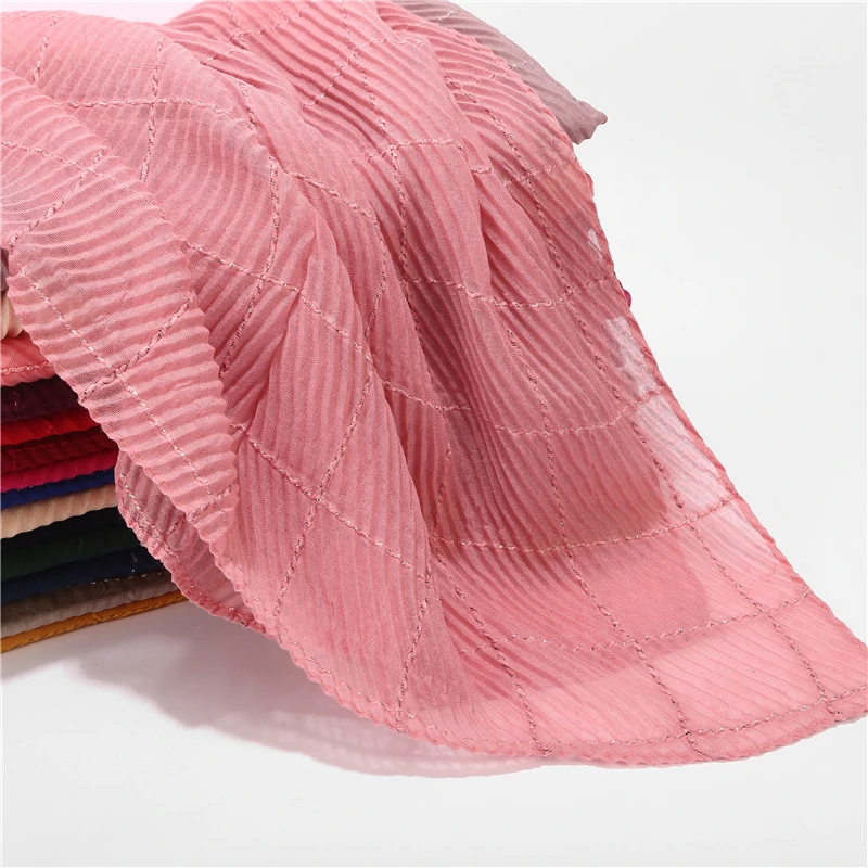 New Pleated Crinkle Women's Hijab Scarf Muslim Head Wrap Shawl Plain Colours Cotton Viscose with Gold Thread Pliad Hijab Scarves
New Pleated Crinkle Women's Hijab Scarf Muslim Head Wrap Shawl Plain Colours Cotton Viscose with Gold Thread Pliad Hijab Scarves