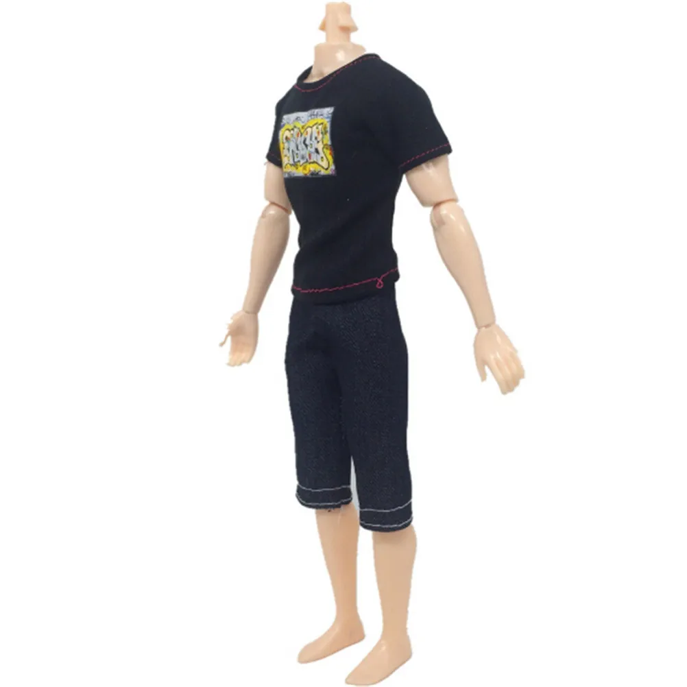 Аксессуары для кукол 2 шт. одежда детей ростом 30 см черная футболка и брюки Капри