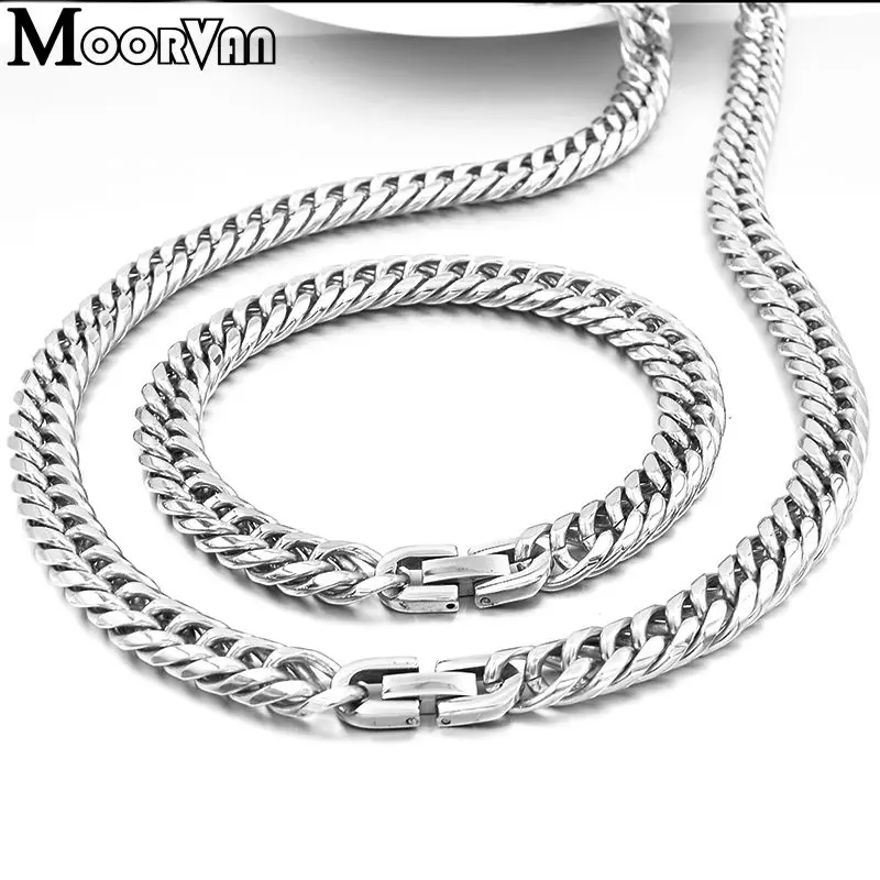 Moorvan 9MM round cut chain jewelry set cool,rock men gift stainless steel bracelet necklace trendy party sets gift BD13
Moorvan 9MM round cut chain jewelry set cool,rock men gift stainless steel bracelet necklace trendy party sets gift BD13