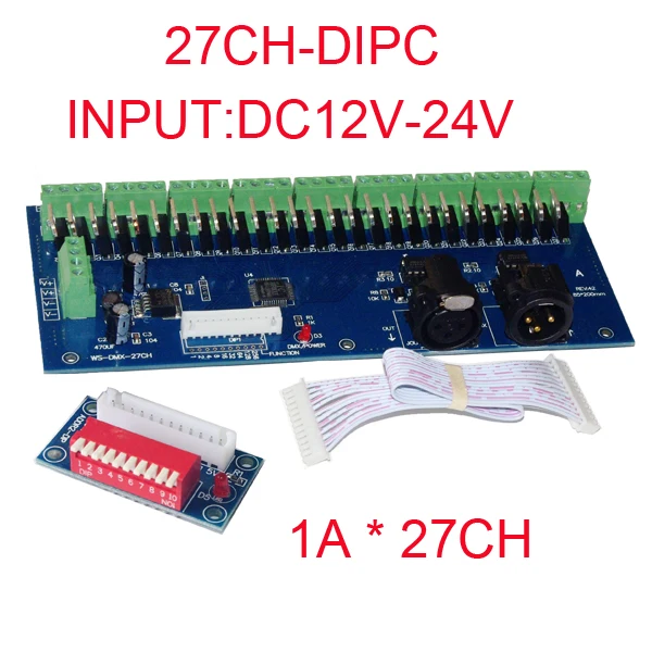 best price 1pcs DMX-27CH-DIPC led decoder DMX512 XRL 3P DC12V-24V 1A*27CH led dimmer, controller,drive for RGB led strip lights
best price 1pcs DMX-27CH-DIPC led decoder DMX512 XRL 3P DC12V-24V 1A*27CH led dimmer, controller,drive for RGB led strip lights