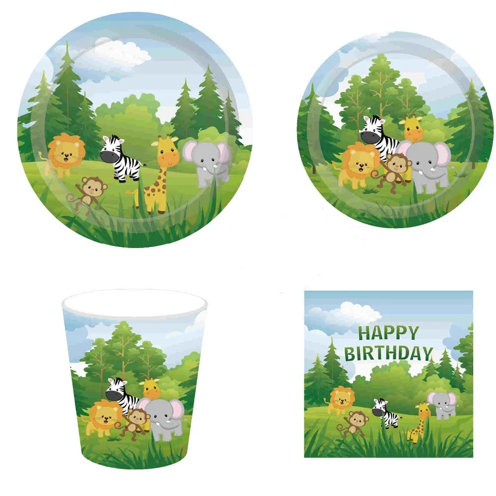 Jungle Safari Disposable Tableware Set Cartoon Animal Paper Plates/Cups/Napkins Kids Birthday Party Baby Shower Supplies
Jungle Safari Disposable Tableware Set Cartoon Animal Paper Plates/Cups/Napkins Kids Birthday Party Baby Shower Supplies