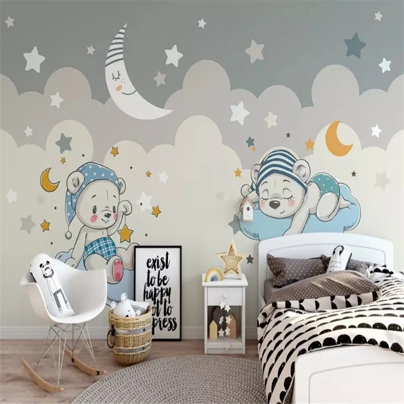 Custom 3d wallpaper cartoon bear moon background wall painting high-grade waterproof material
Custom 3d wallpaper cartoon bear moon background wall painting high-grade waterproof material