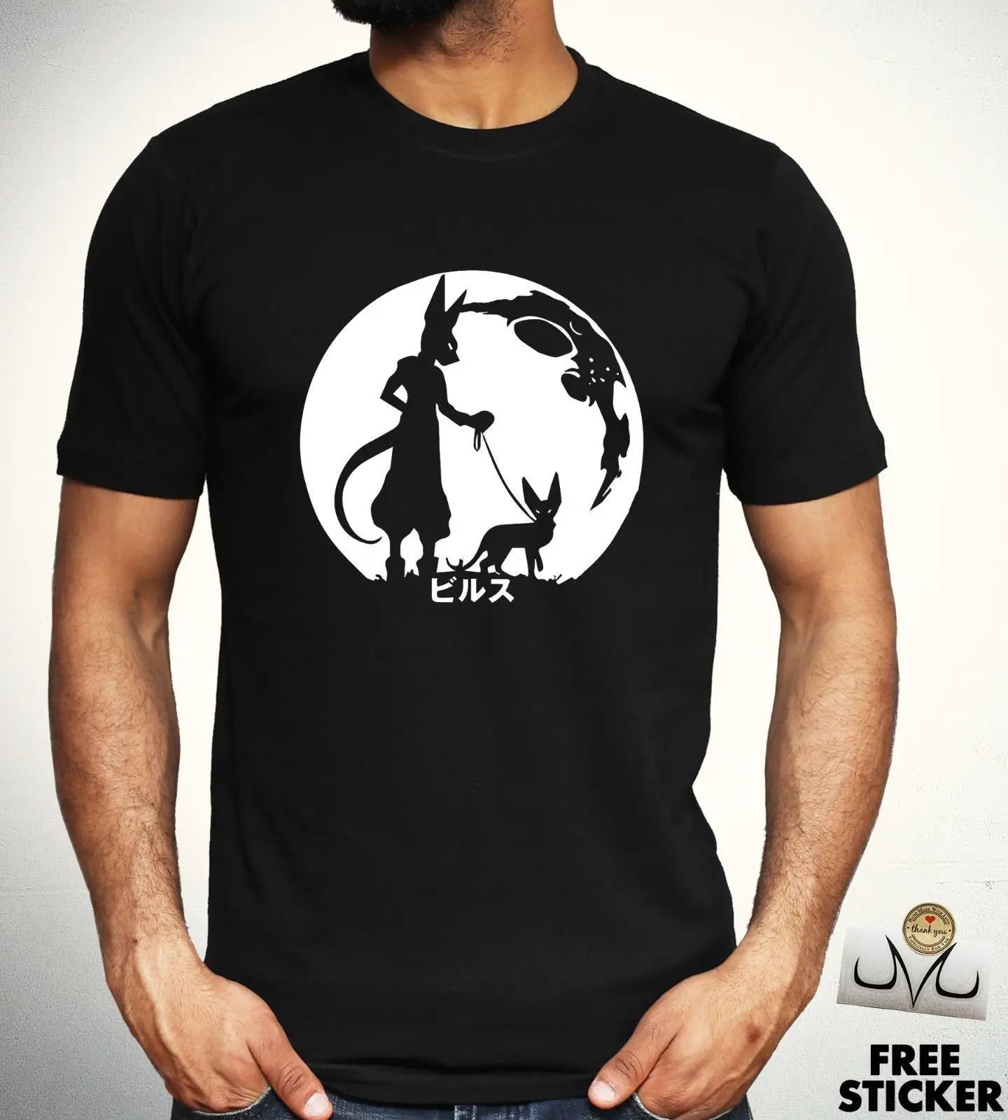 DBZ Beerus забавная футболка Dragon ball Супер аниме Гоку Kanji черный топ мужские S 2XL