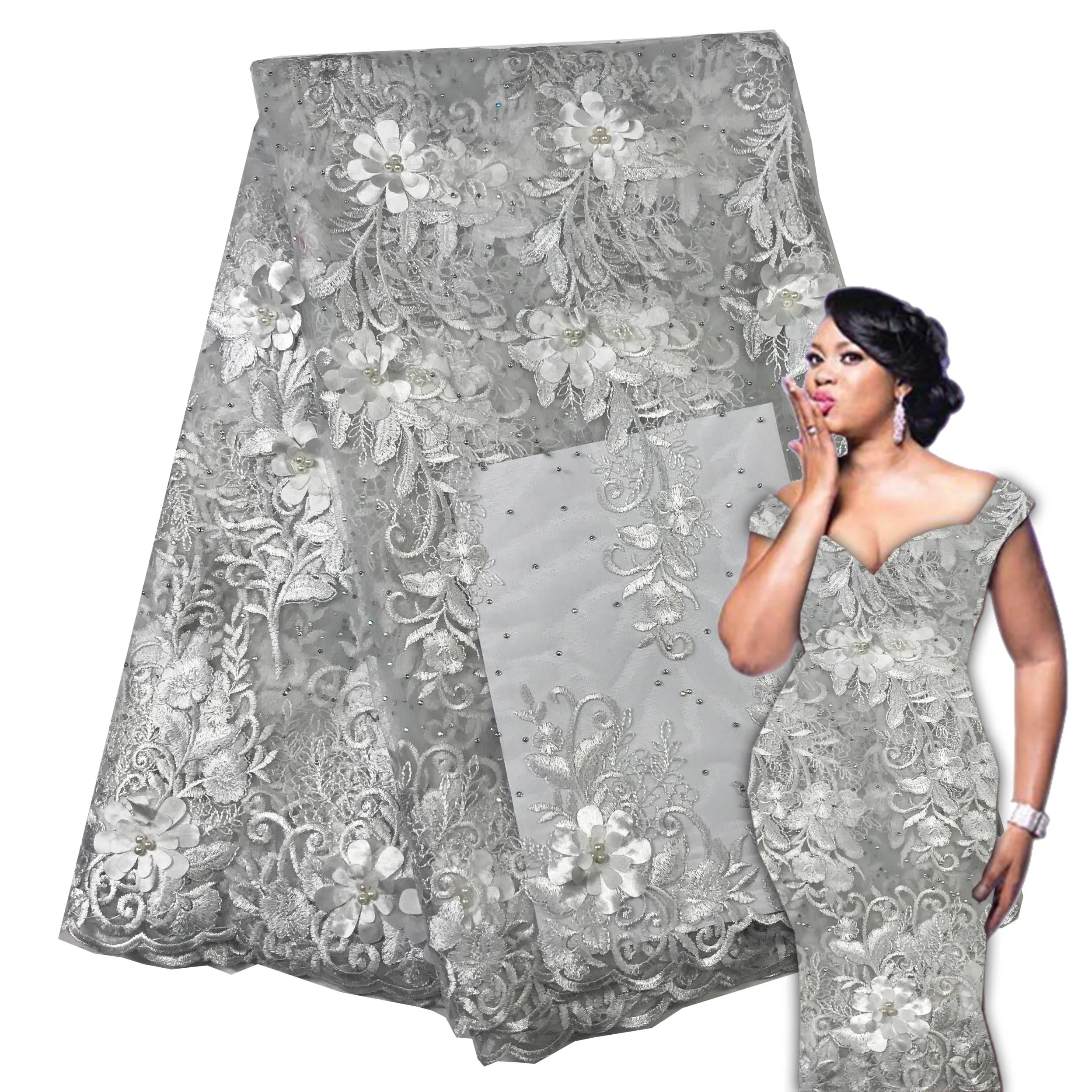 Beautifical white african lace fabric High quality Nigerian lace 3d flowers embroidered wedding lace tulle fabric AMZ
Beautifical white african lace fabric High quality Nigerian lace 3d flowers embroidered wedding lace tulle fabric AMZ