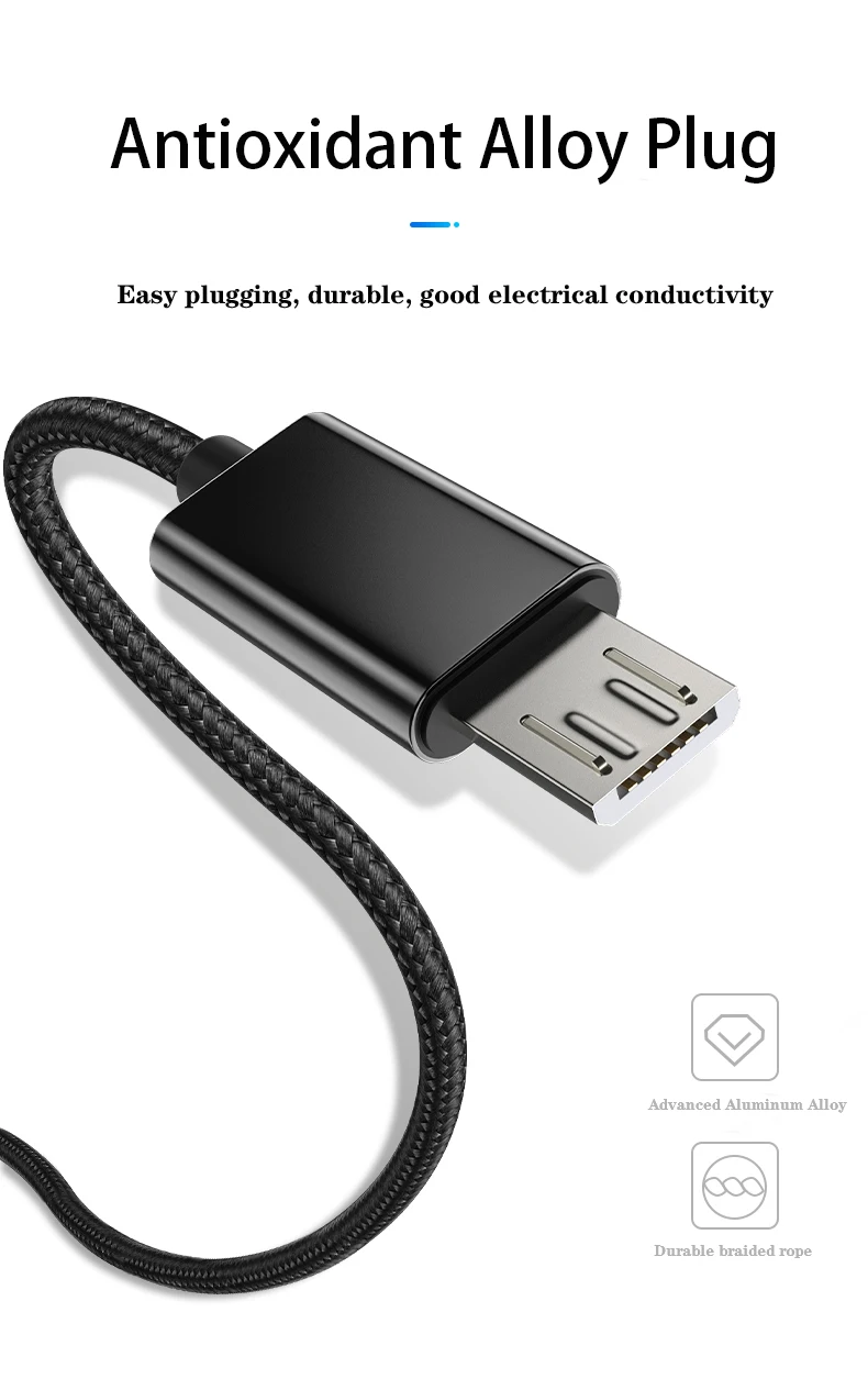 Micro USB Cable 2.4A Nylon Fast Charge USB Data Cable for Samsung Xiaomi LG Tablet Android Mobile Phone USB Charging Cord
Micro USB Cable 2.4A Nylon Fast Charge USB Data Cable for Samsung Xiaomi LG Tablet Android Mobile Phone USB Charging Cord